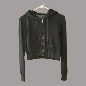 Brandy Melville navy cropped zip-up sweatshirt